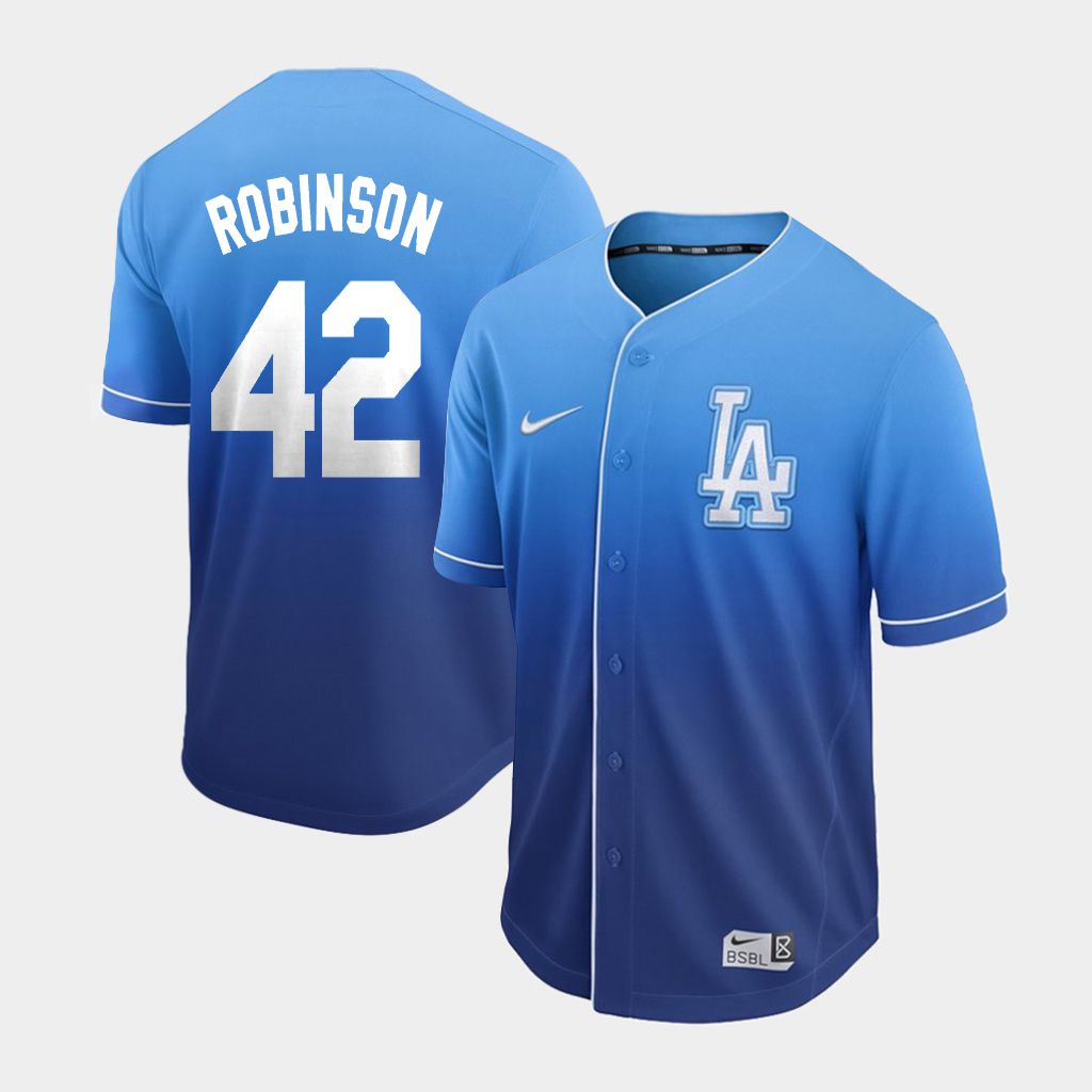 Men Los Angeles Dodgers #42 Robinson Blue Nike Fade MLB Jersey->los angeles dodgers->MLB Jersey